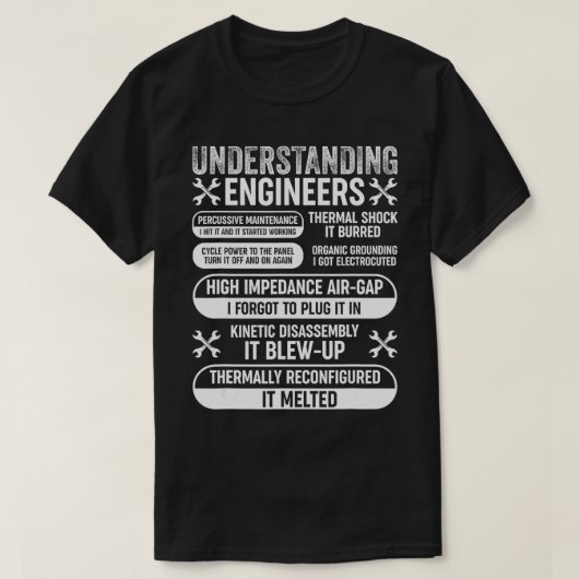 エンジニアおもしろいMechanical Engineeringについて Tシャツ (デザイン正面)