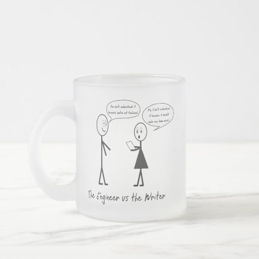 エンジニアおよび作家のマグ フロストグラスマグカップ (左)