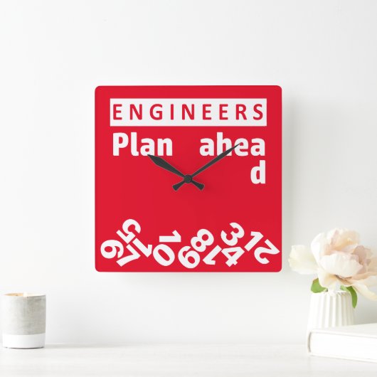 エンジニアが前倒しナンバーウォールクロックを計画 スクエア壁時計 (ホーム)