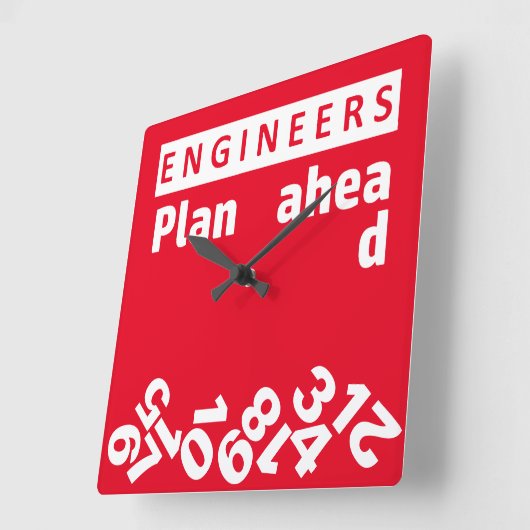 エンジニアが前倒しナンバーウォールクロックを計画 スクエア壁時計 (傾斜)