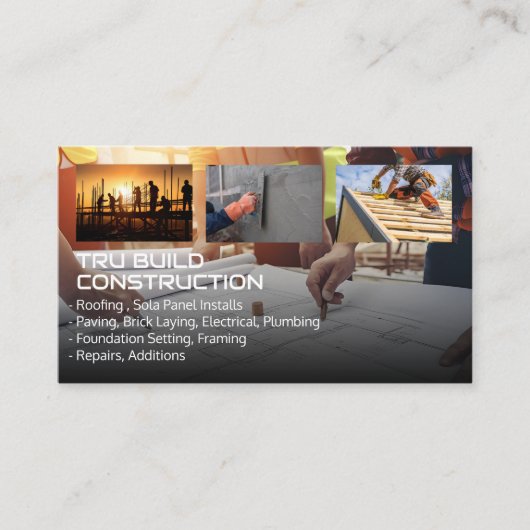 エンジニアが設計図を見る | ブルーカラー 名刺 (正面)