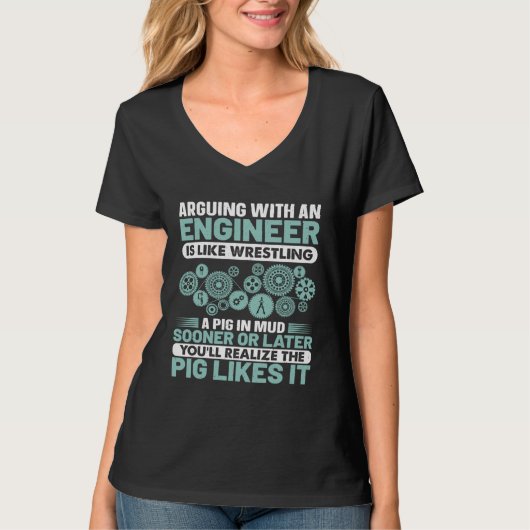 エンジニアと口論しても無駄 Tシャツ (正面)