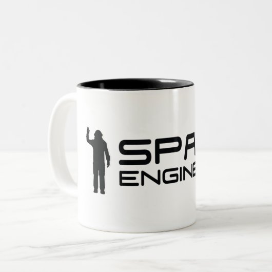 エンジニアのツートーンマグの白くか黒いSEのロゴの間隔をあけて下さい ツートーンマグカップ (正面左)