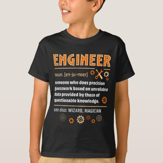 エンジニアの定義 楽しいエンジニアリング 面白い 科学 Tシャツ (正面)