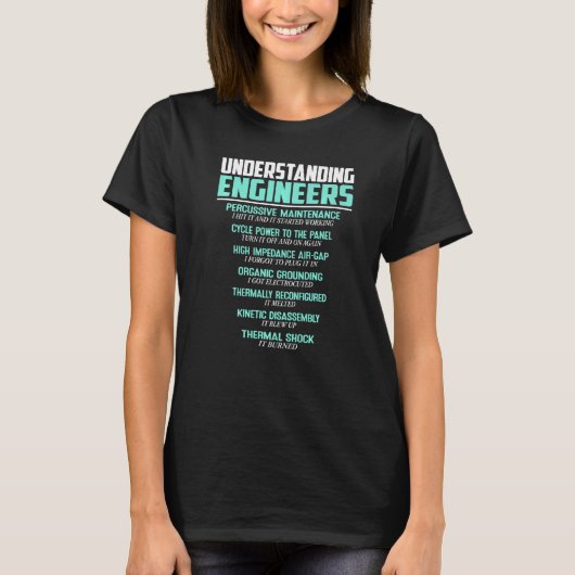 エンジニアの理解機械的な皮肉の縁起 Tシャツ (正面)