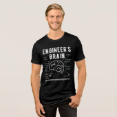 エンジニアの脳 - 学生のための楽しいSTEMユーモア トライブレンドTシャツ (正面全面)