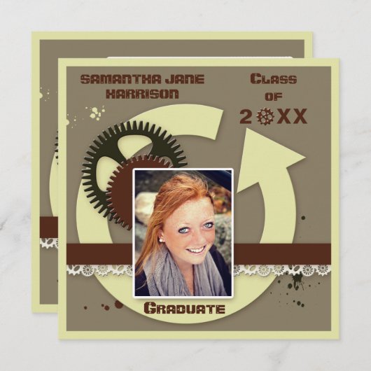 エンジニアエレガントギア卒業写真 招待状 (正面/裏面)