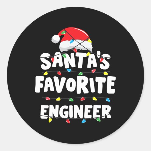 エンジニアクリスマスサンタお気に入りののギフトおもしろいXma ラウンドシール (正面)