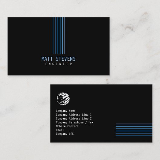 エンジニアテクニカルスキルブルービームビジネスカード 名刺 (正面/裏面)