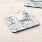 エンジニアリングの青写真の機械類のヴィンテージ コースター (左側)