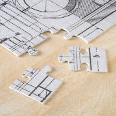 エンジニアリングの青写真の機械類のヴィンテージ ジグソーパズル (側面)