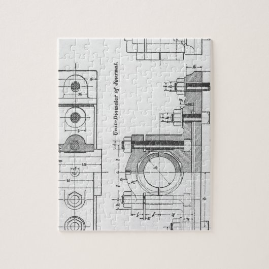 エンジニアリングの青写真の機械類のヴィンテージ ジグソーパズル (縦)