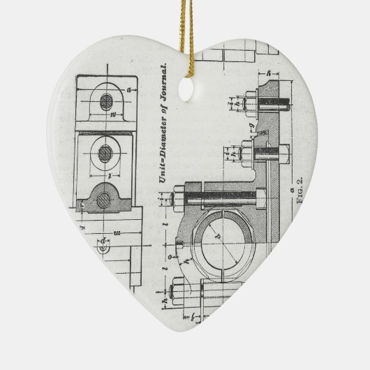 エンジニアリングの青写真の機械類のヴィンテージ セラミックオーナメント (右)