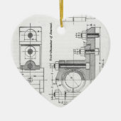 エンジニアリングの青写真の機械類のヴィンテージ セラミックオーナメント (正面)
