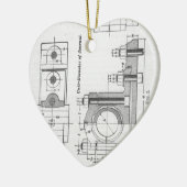エンジニアリングの青写真の機械類のヴィンテージ セラミックオーナメント (左)