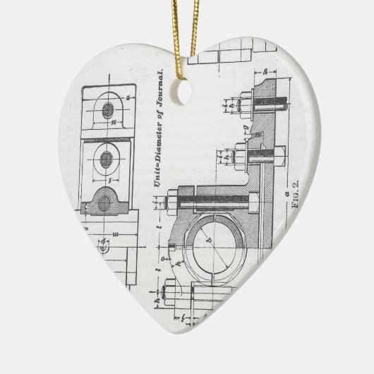 エンジニアリングの青写真の機械類のヴィンテージ セラミックオーナメント (左)