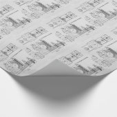 エンジニアリングの青写真の機械類のヴィンテージ ラッピングペーパー (角)