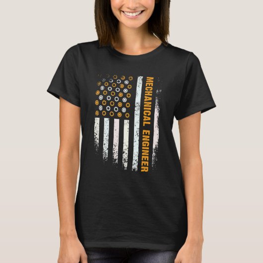 エンジニアリングギアCog USA国旗のメカニカルエンジニア Tシャツ (正面)