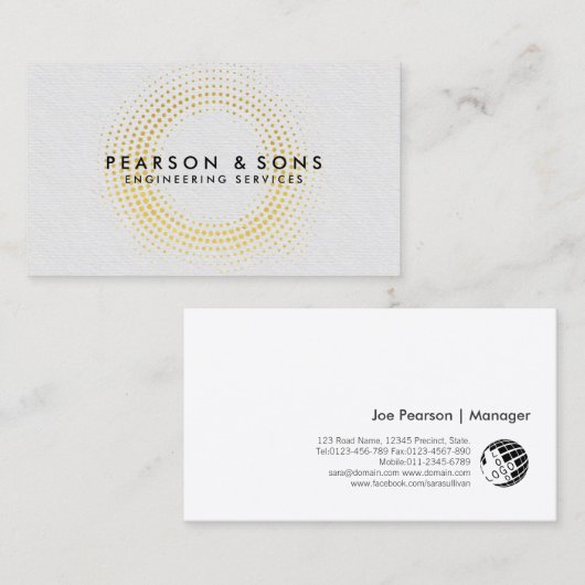 エンジニアリングフェイク金ゴールド円 名刺 (正面/裏面)