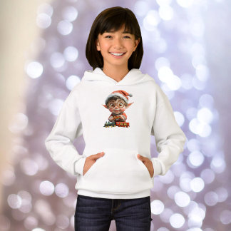 エンジニアリングベビークリスマス小妖精や小人ガールズフード付きスウェットシャツ