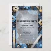 エンジニアリング卒業ギア青写真 招待状 (正面)