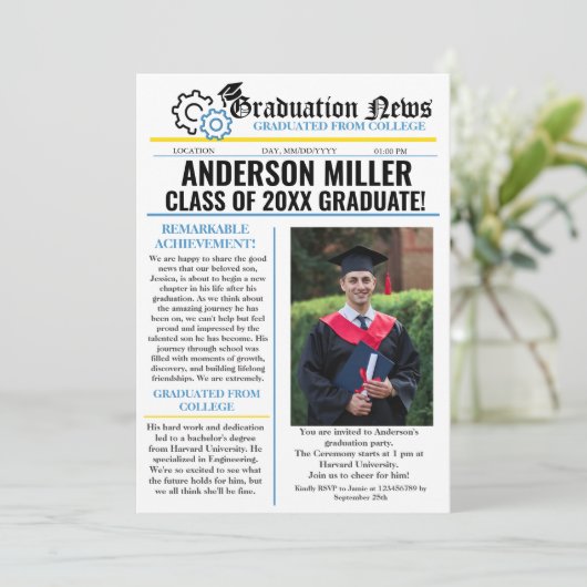 エンジニアリング卒業新聞大学ユニーク 招待状 (スタンド正面)