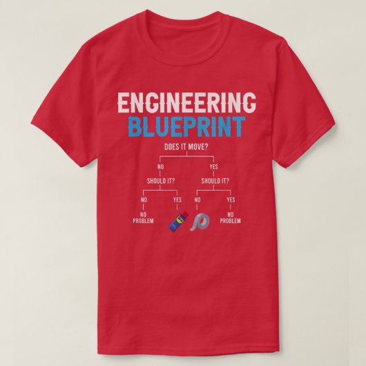 エンジニアリング設計図エおもしろいンジニアダクトテープ担当者 Tシャツ (デザイン正面)