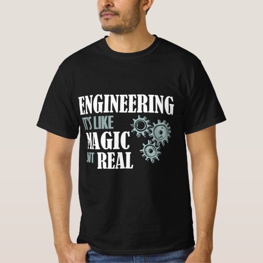 エンジニアリング-魔法みたいだけど実在 Tシャツ (正面)