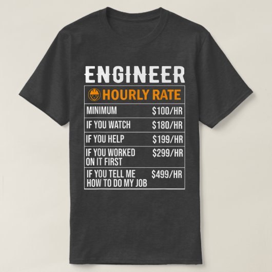 エンジニア時給おもしろい Tシャツ (デザイン正面)