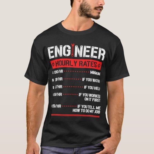 エンジニア時給エンジニアリング機械 Tシャツ (正面)