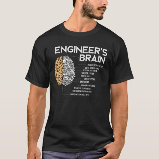 エンジニア脳おもしろいエンジニアリング Tシャツ (正面)
