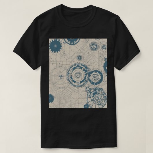 エンジニア設計図ギア建築構造D Tシャツ (デザイン正面)