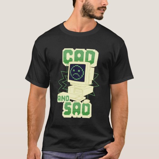 エンジニア エンジニアリング サイエンス CAD と悲しい Tシャツ (正面)
