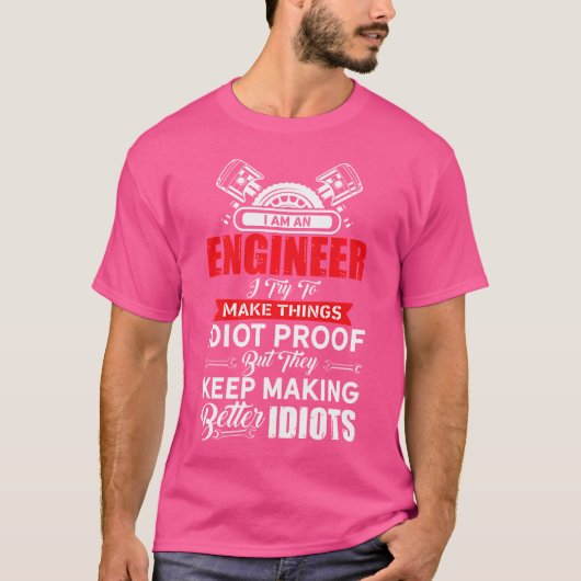 エンジニア。バカ野郎。エンジニアエンジニアリング度 Tシャツ (正面)
