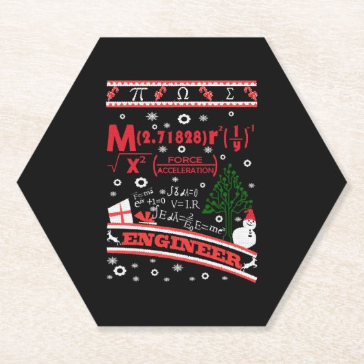 エンジニア – 醜いクリスマスセーター ペーパーコースター (正面)