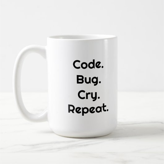 エンジニア&開発者向け - Code. Bug. Cry マグカップ (左)