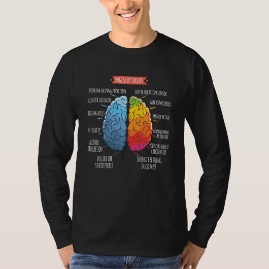 エンジニアS脳おもしろいエンジニアリング問題解決 Tシャツ (正面)