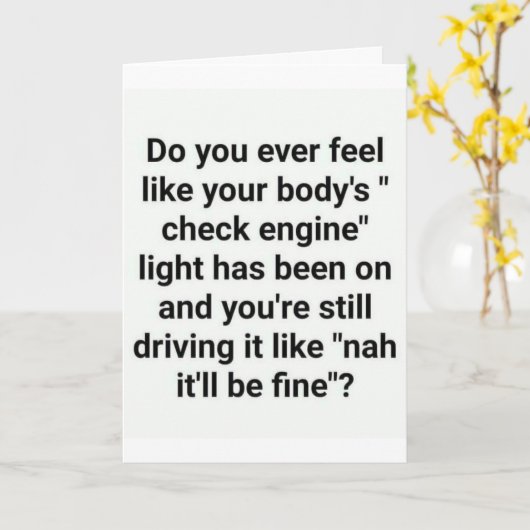 エンジンのライトを調べる?「50番目の誕生日」ユーモア カード (黄色い花)