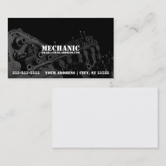 エンジンの写真が付いている整備士の名刺 名刺 (正面/裏面)