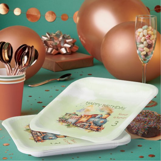 エンジンの少年3日。バースデー ペーパープレート (複数)