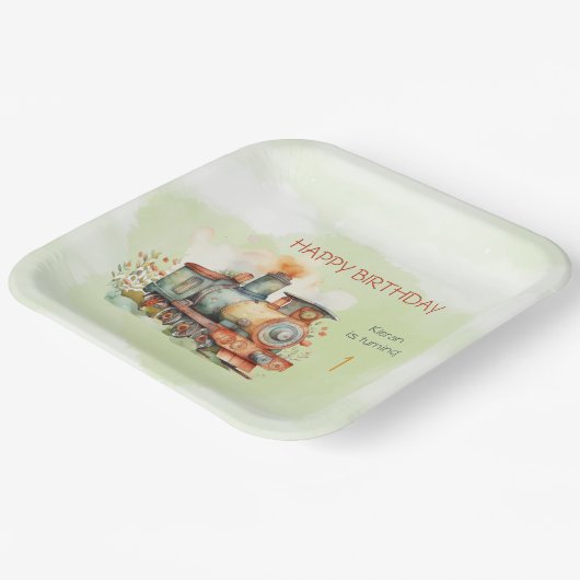 エンジンの男の子1日。バースデー ペーパープレート (傾斜あり)