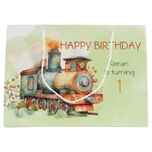 エンジンの男の子1日。バースデー ラージペーパーバッグ (正面)