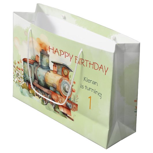 エンジンの男の子1日。バースデー ラージペーパーバッグ (正面アングル)