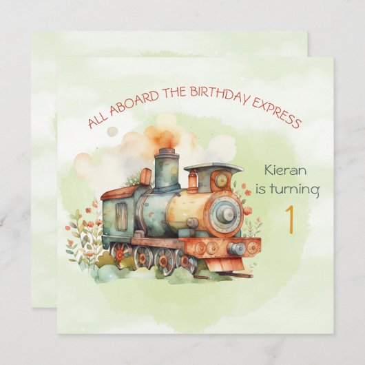 エンジンの男の子1日。誕生日招待状 招待状 (正面/裏面)