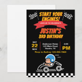 エンジンの起動子供の誕生日パーティー 招待状 (正面/裏面)