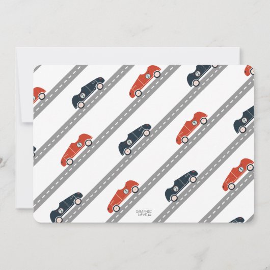 エンジンの開始レースカー誕生日任意の年齢写真 招待状 (裏面)