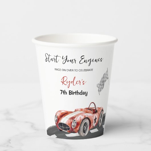 エンジンをスタート!何歳になっても誕生日おめでとう 紙コップ (正面)