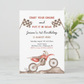 エンジンを始動Dirt Bike Motocross Boy誕生日 招待状 (スタンド正面)