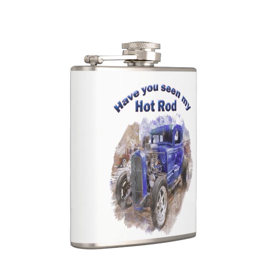 エンジンを搭載する青いヴィンテージの古いロードスター フラスク (右)