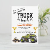 エンジンを起動するトラックの誕生日パーティーInvitati 招待状 (スタンド正面)